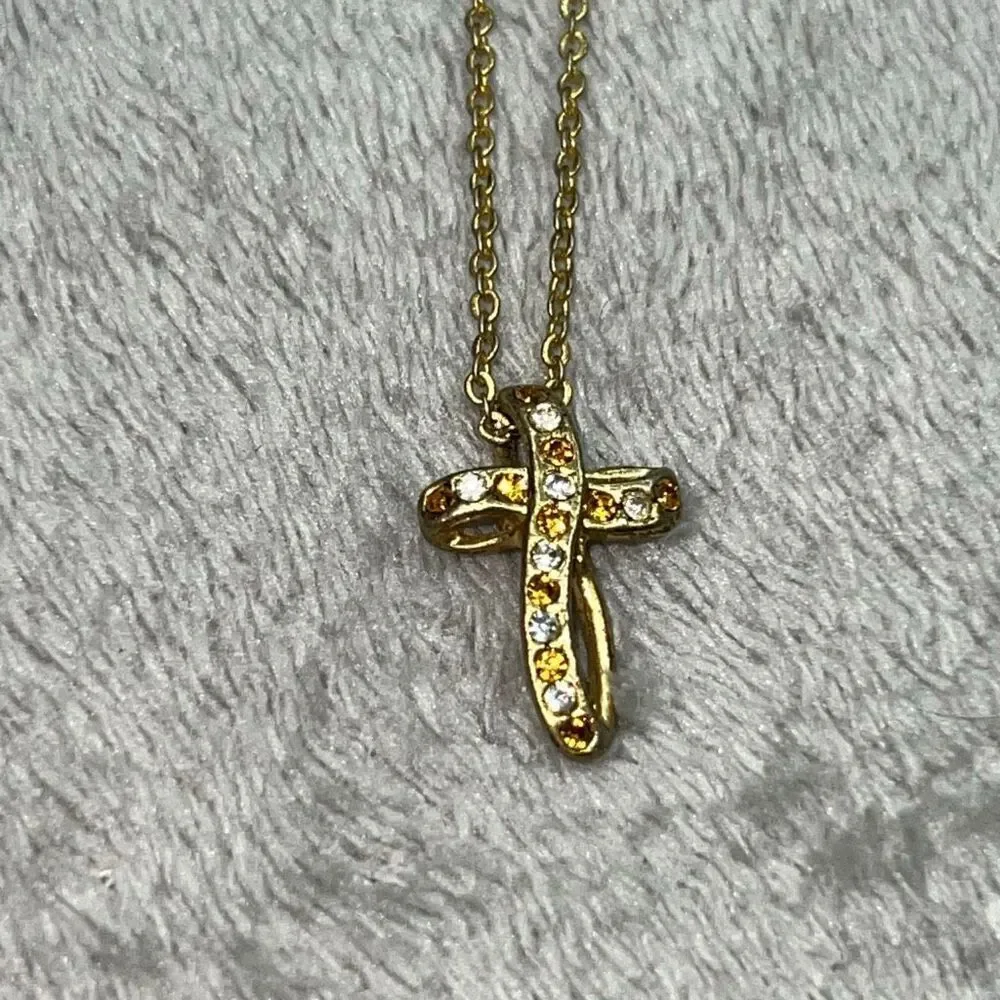 Vintage, Sterling Silver Gold Tone Spiral Cross Twisted Link Chain Clasp Closure